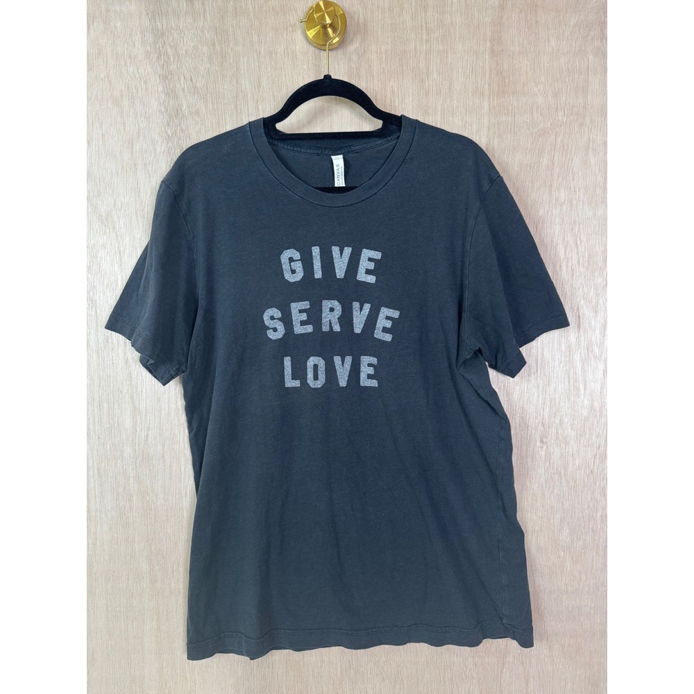 Bella Canvas Give Serve Love Graphic tee Mens Large Charcoal Gray Motivational
